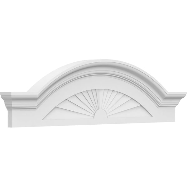 Ekena Millwork Segment Arch W/ Flankers Sunburst Architectural Grade PVC Pediment, 38"W x 10-1/2"H x 2-1/2"P PEDPS038X105SGF01 - main